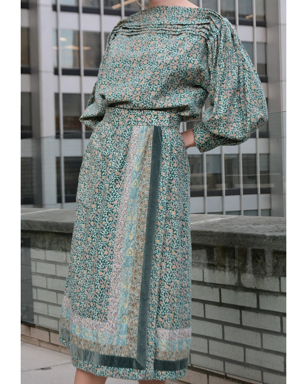 Vintage 1980s Floral Skirt Set, Viyella Cotton/Merino Blend