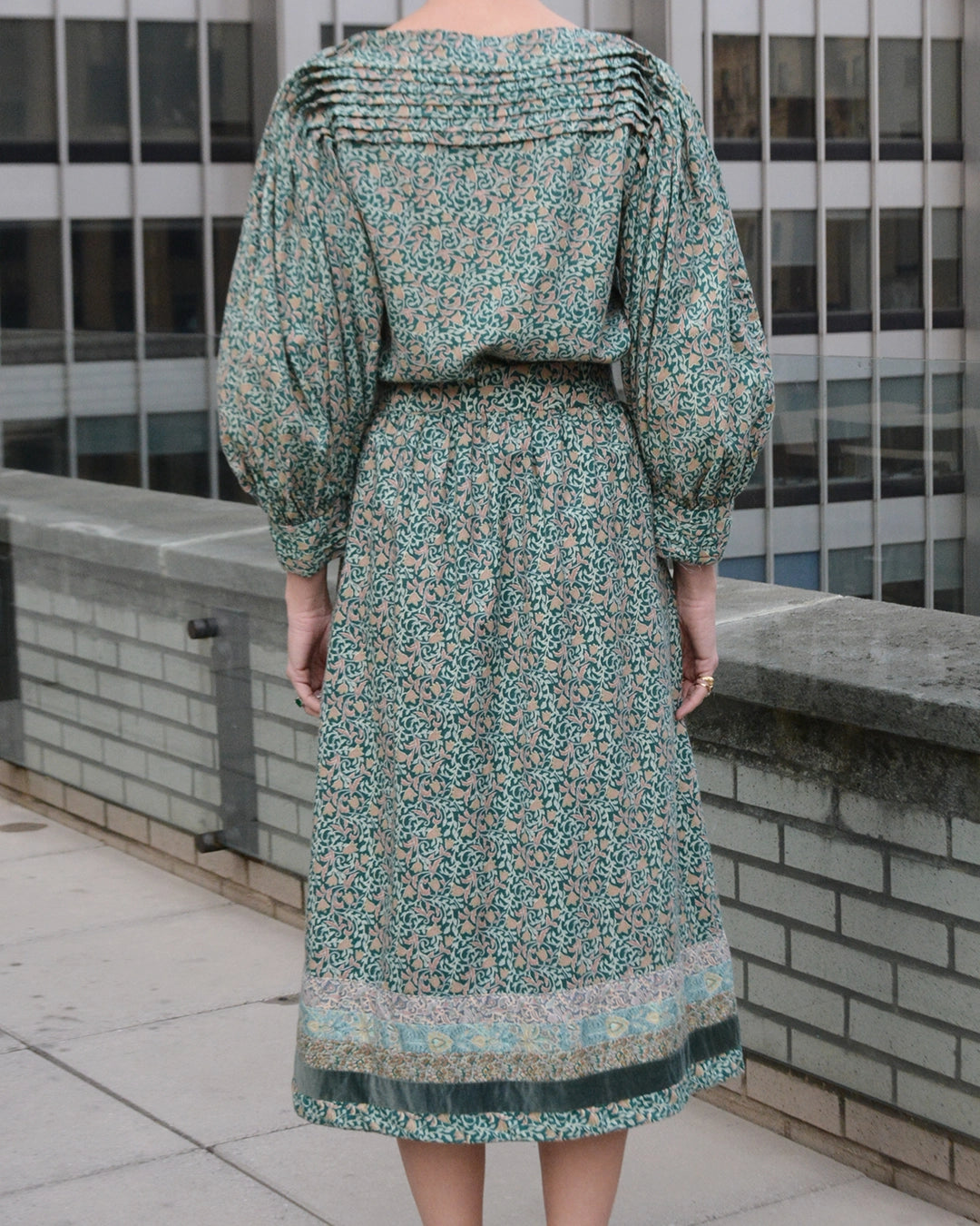 Vintage 1980s Floral Skirt Set, Viyella Cotton/Merino Blend