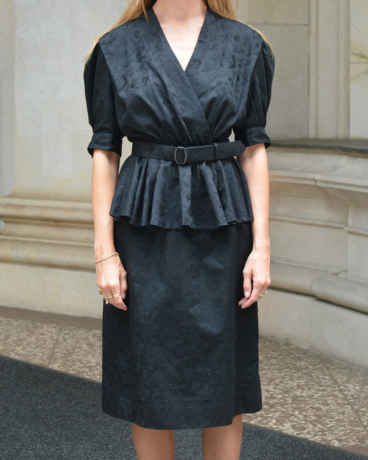 Vintage 1980s Peplum Jacket + Skirt Set