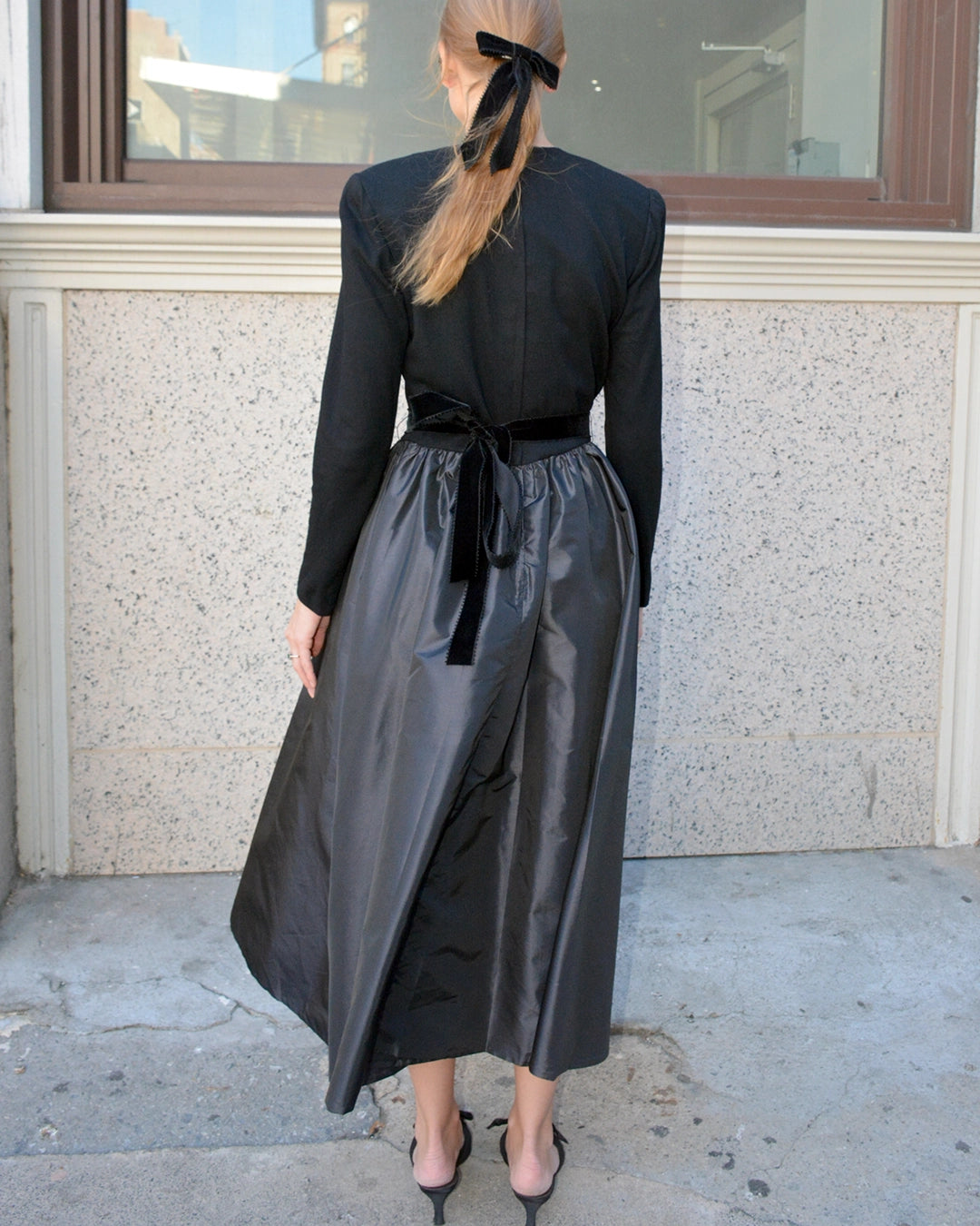Vintage 1980s Victor Costa Long Sleeve Full-Skirt Dress