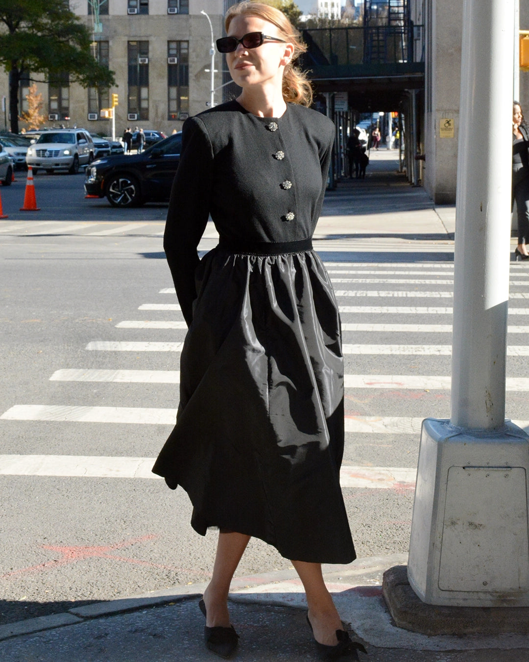 Vintage 1980s Victor Costa Long Sleeve Full-Skirt Dress