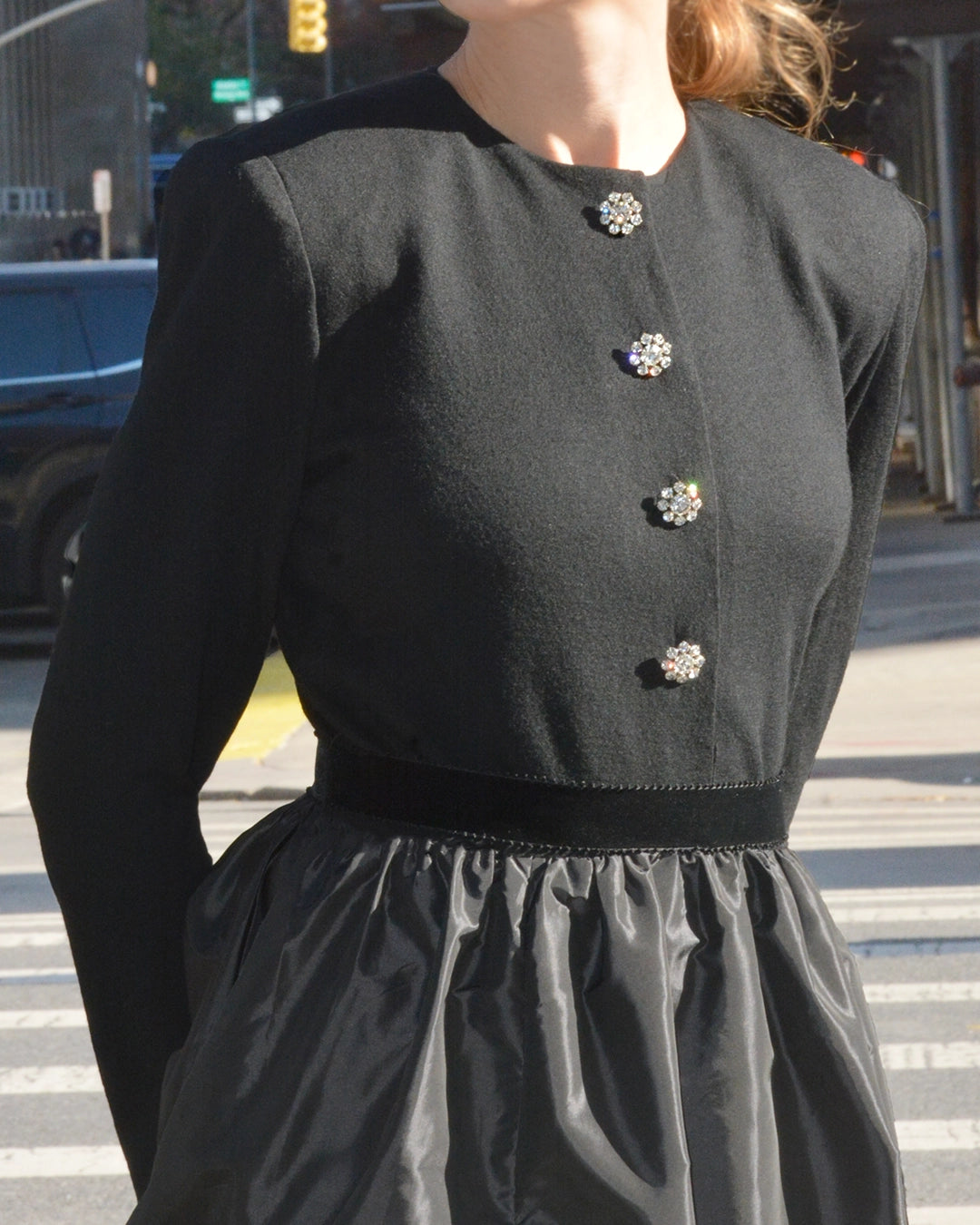 Vintage 1980s Victor Costa Long Sleeve Full-Skirt Dress