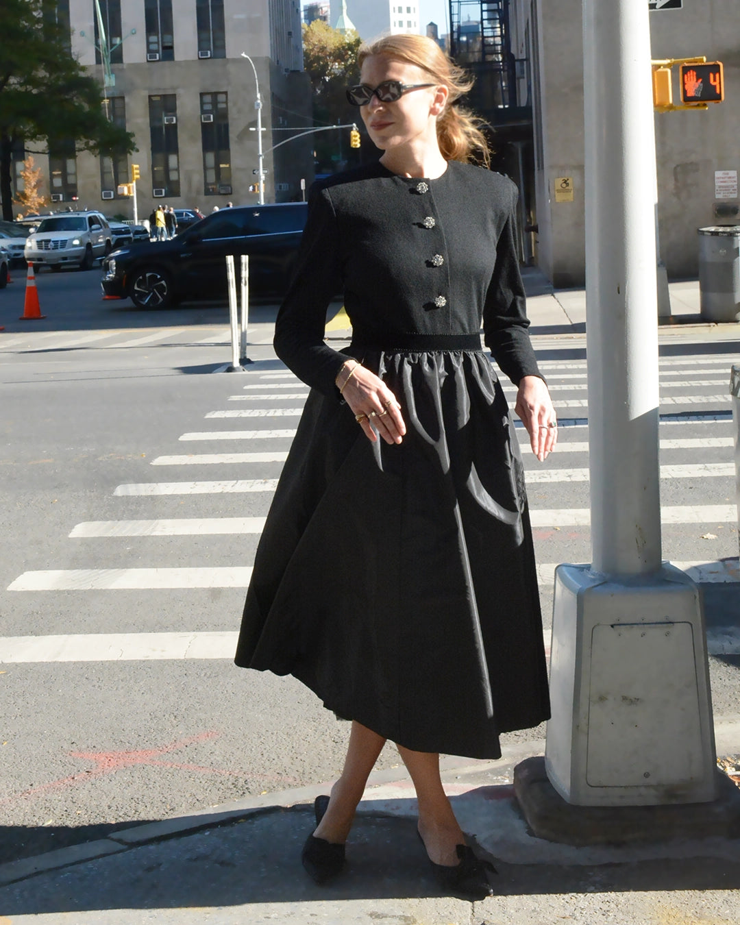 Vintage 1980s Victor Costa Long Sleeve Full-Skirt Dress