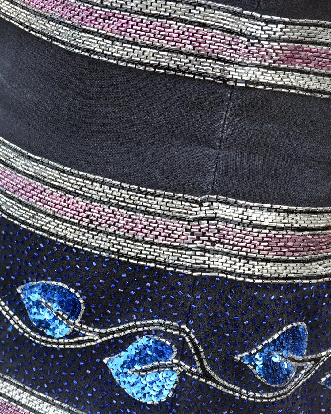 Vintage 1980s Victoria Royal Beaded Silk Drop-Waist Cocktail Dress