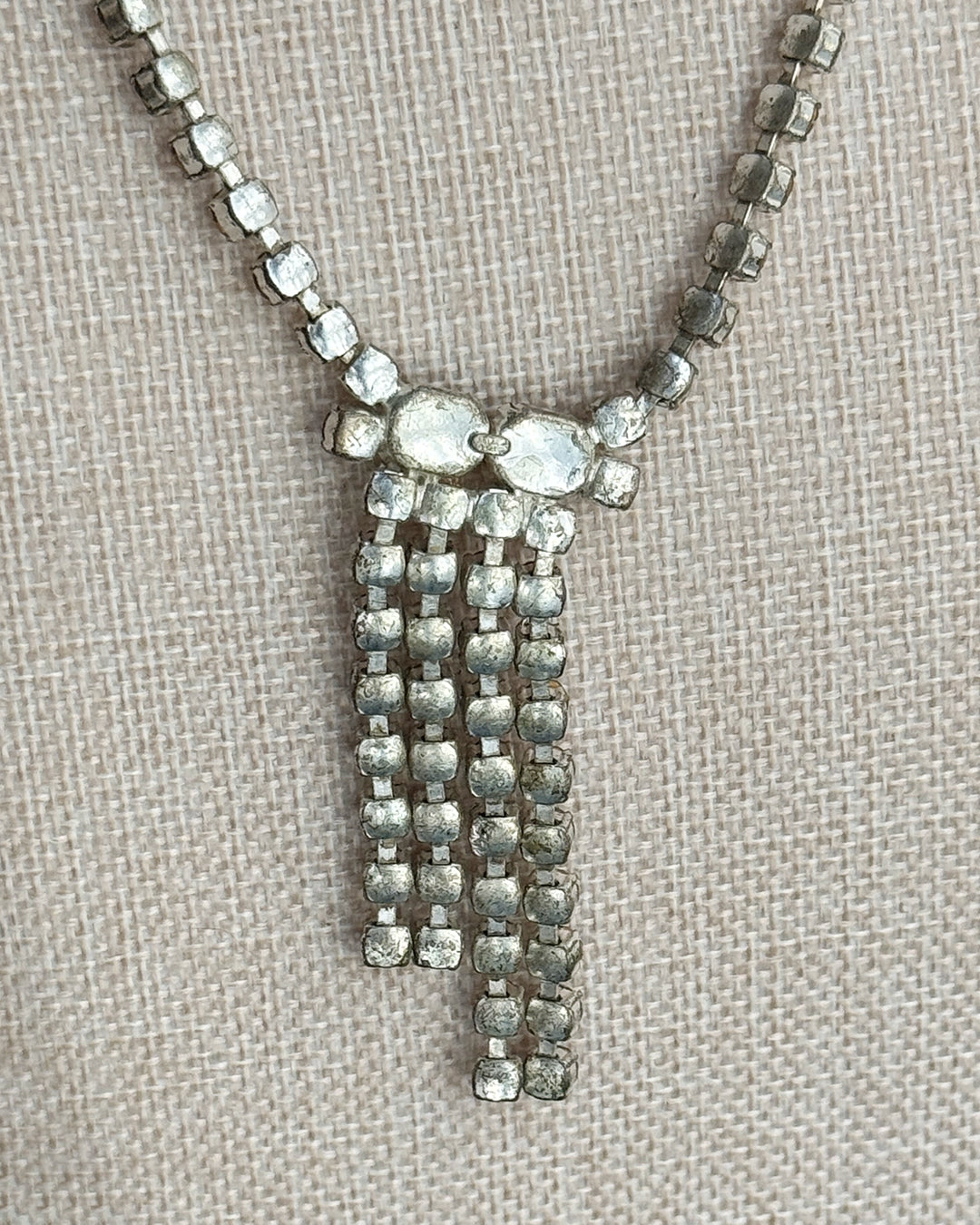 Vintage Art Deco Emerald-Cut Diamanté Necklace