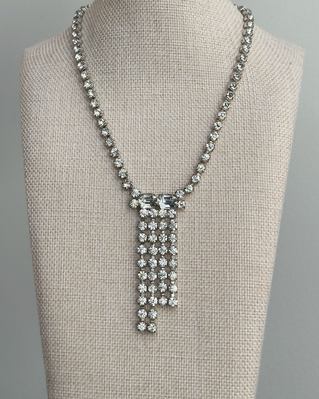 Vintage Art Deco Emerald-Cut Diamanté Necklace
