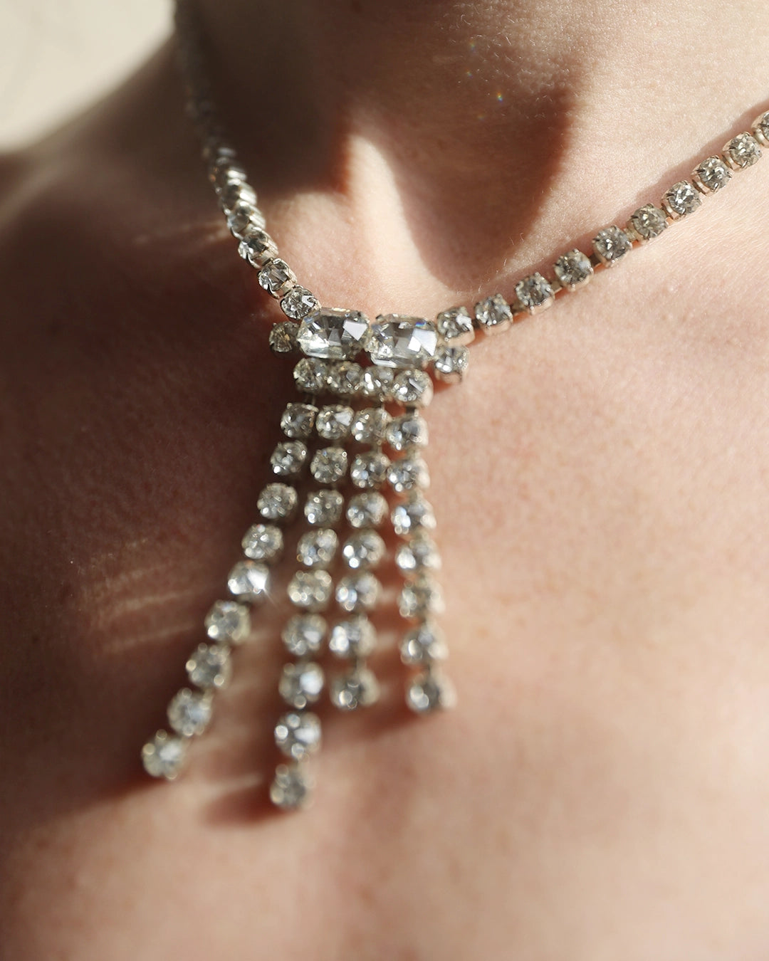 Vintage Art Deco Emerald-Cut Diamanté Necklace
