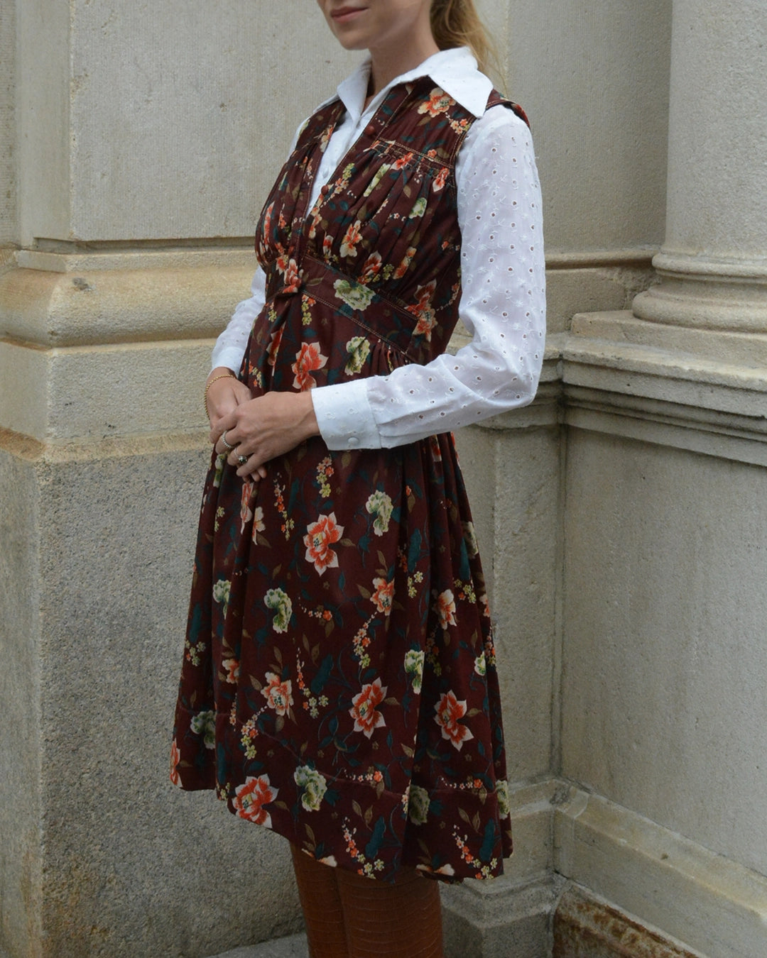 Vintage Autumnal Floral Slavic Folk Dress