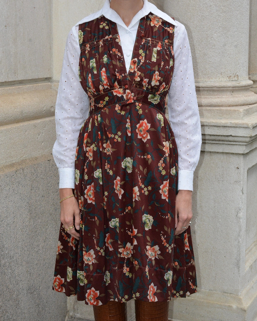 Vintage Autumnal Floral Slavic Folk Dress