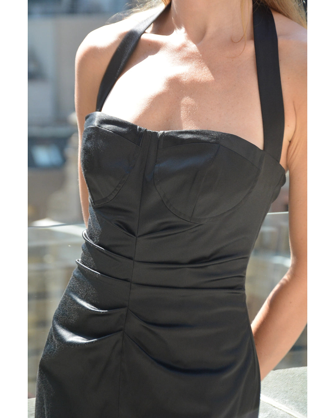 Vintage Betsey Johnson Satin Bustier Halter Dress