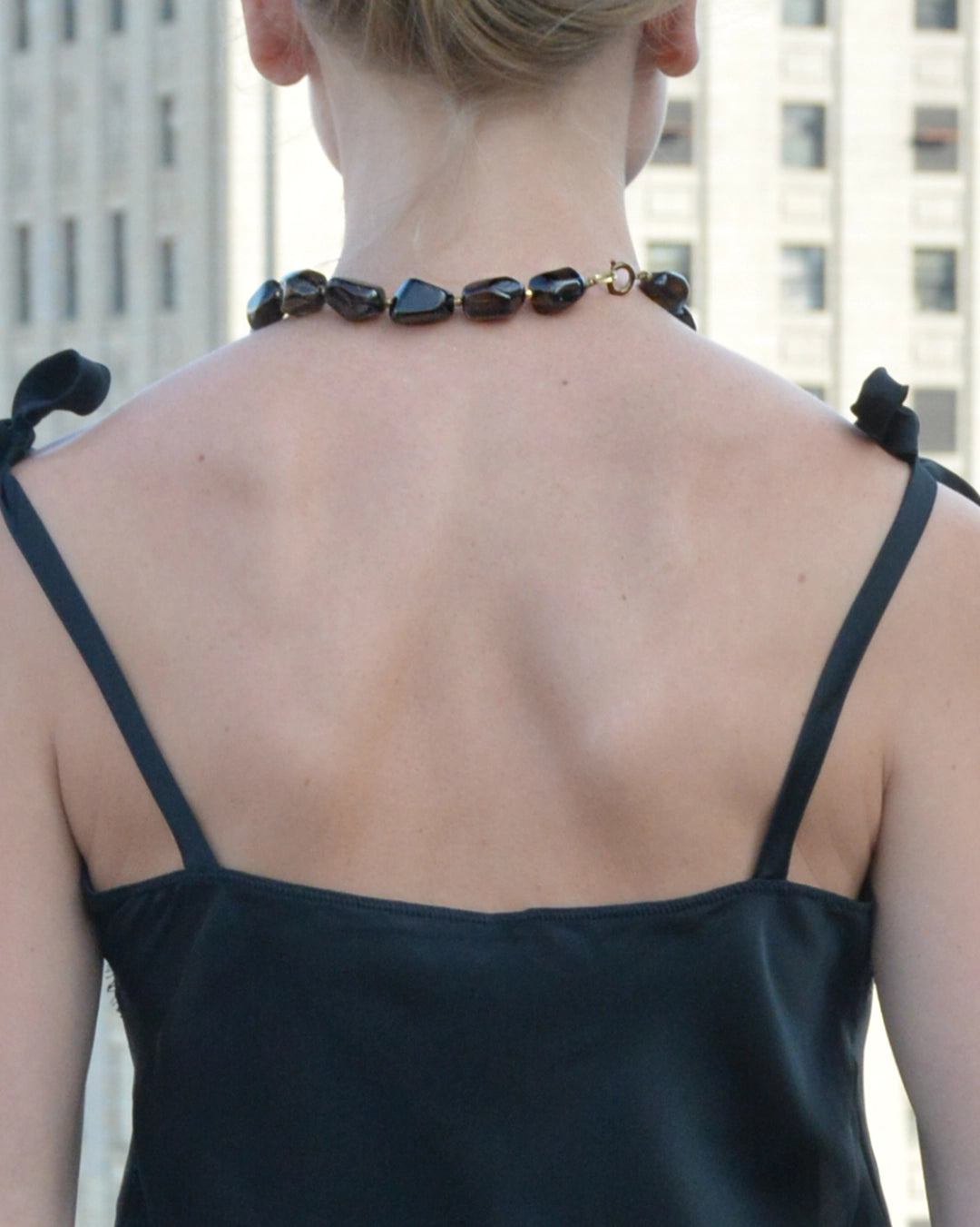 Vintage Black Bead Choker Necklace