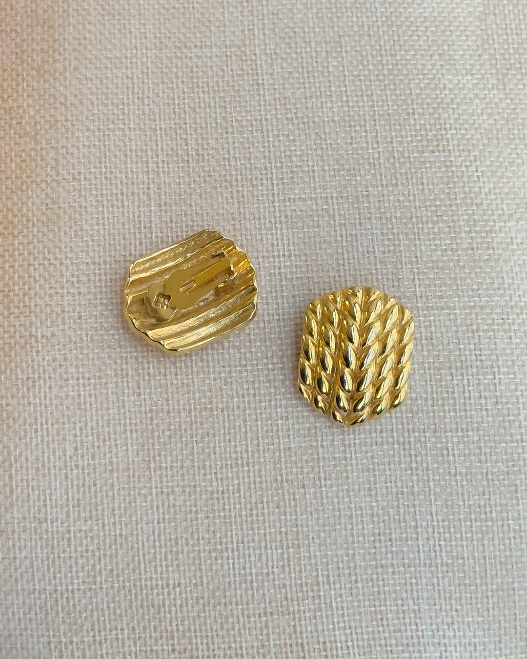 Vintage Braided Gold Disc Earrings