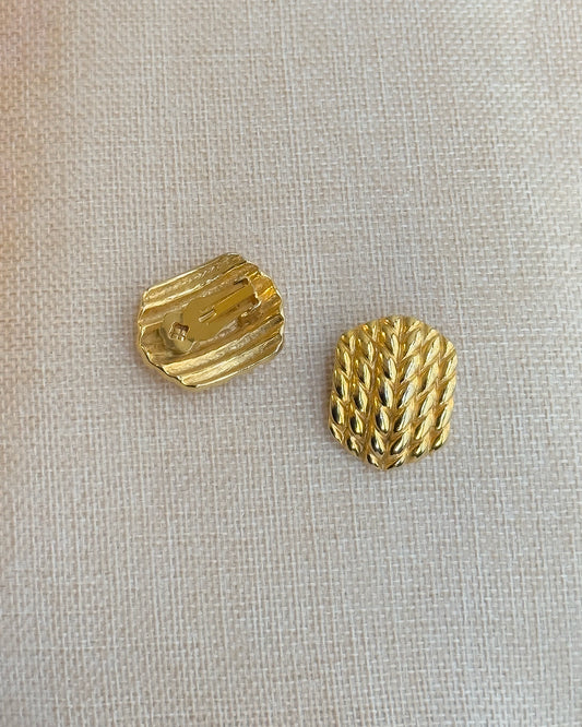 Vintage Braided Gold Disc Earrings