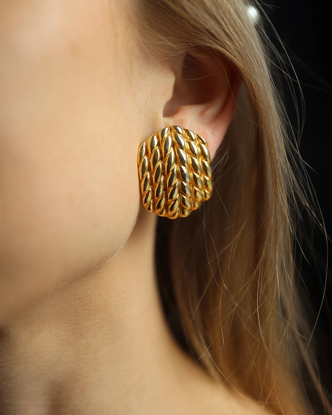 Vintage Braided Gold Disc Earrings