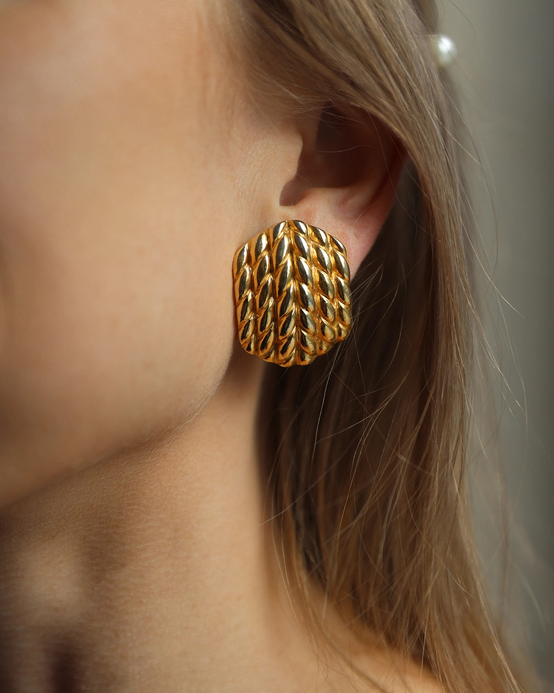 Vintage Braided Gold Disc Earrings