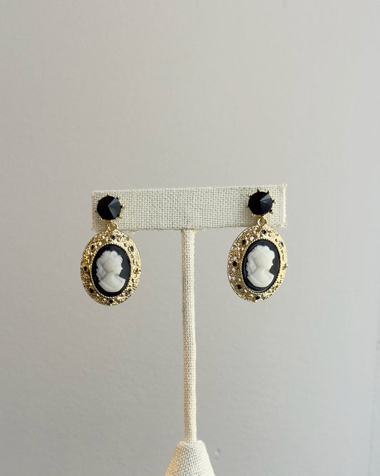 Vintage Cameo Drop Earrings