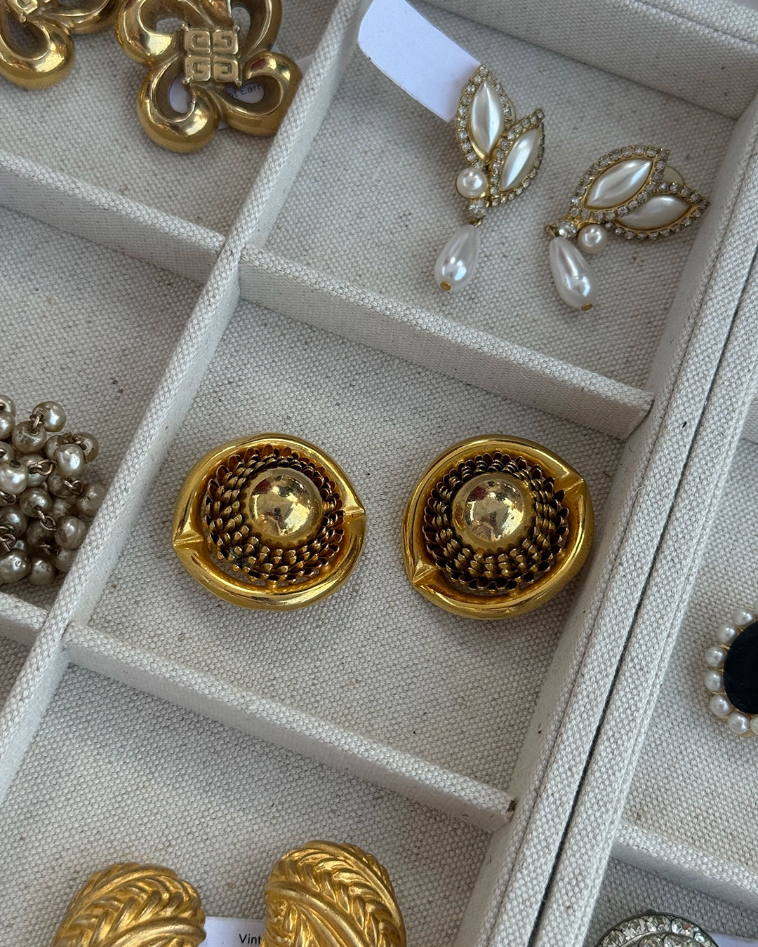 Vintage Chunky Gold Floral Earrings