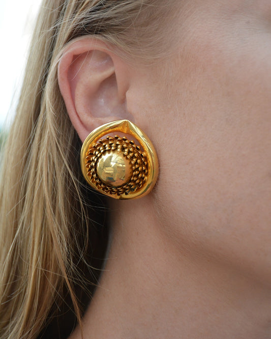 Vintage Chunky Gold Floral Earrings