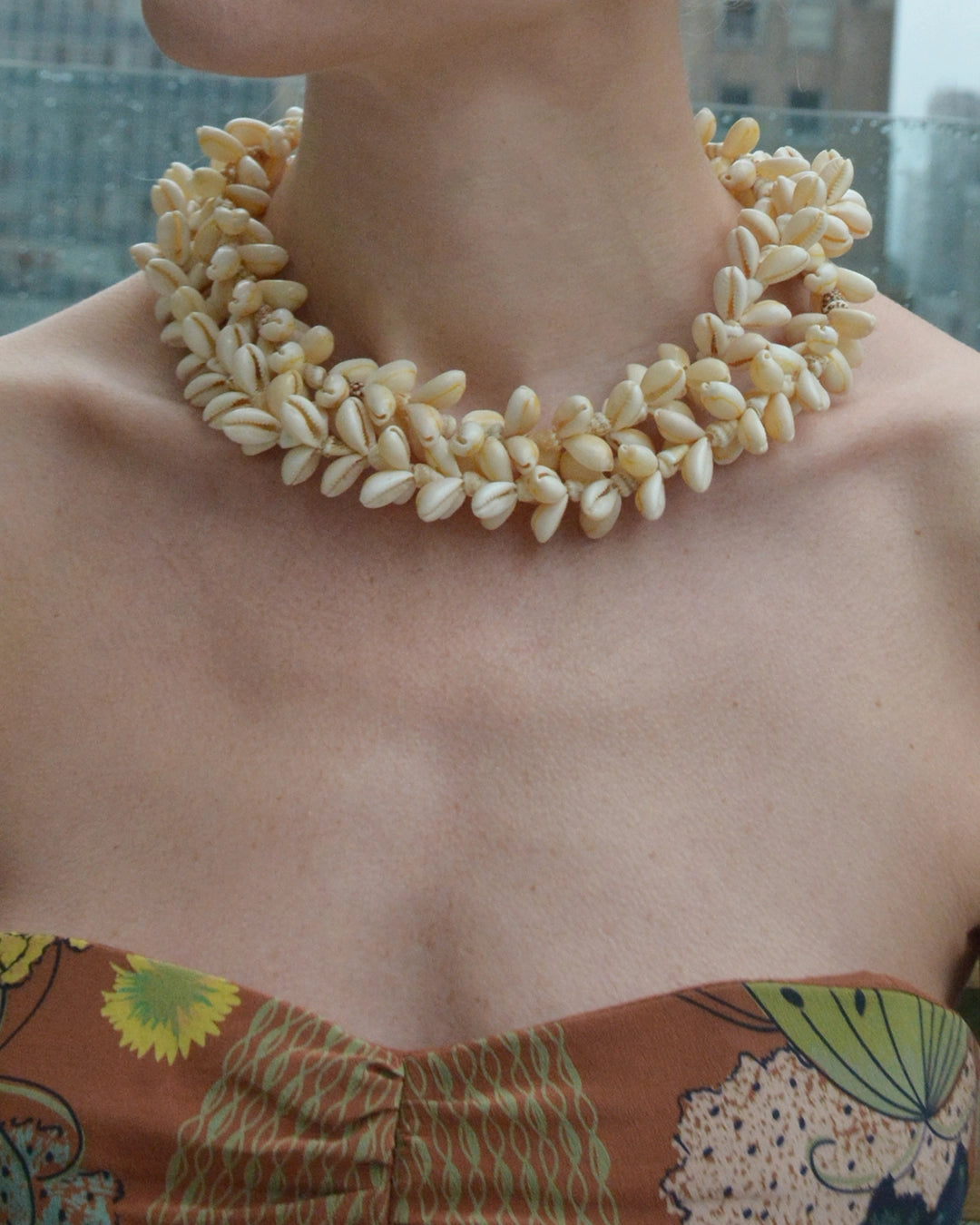 Vintage Chunky Seashell Necklace with Cowrie and Nassa Shells