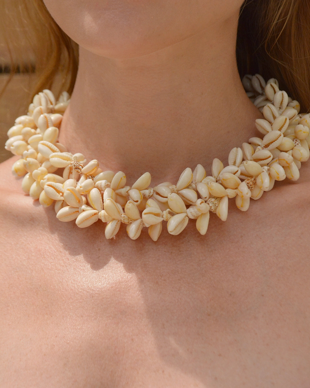Vintage Chunky Seashell Necklace with Cowrie and Nassa Shells