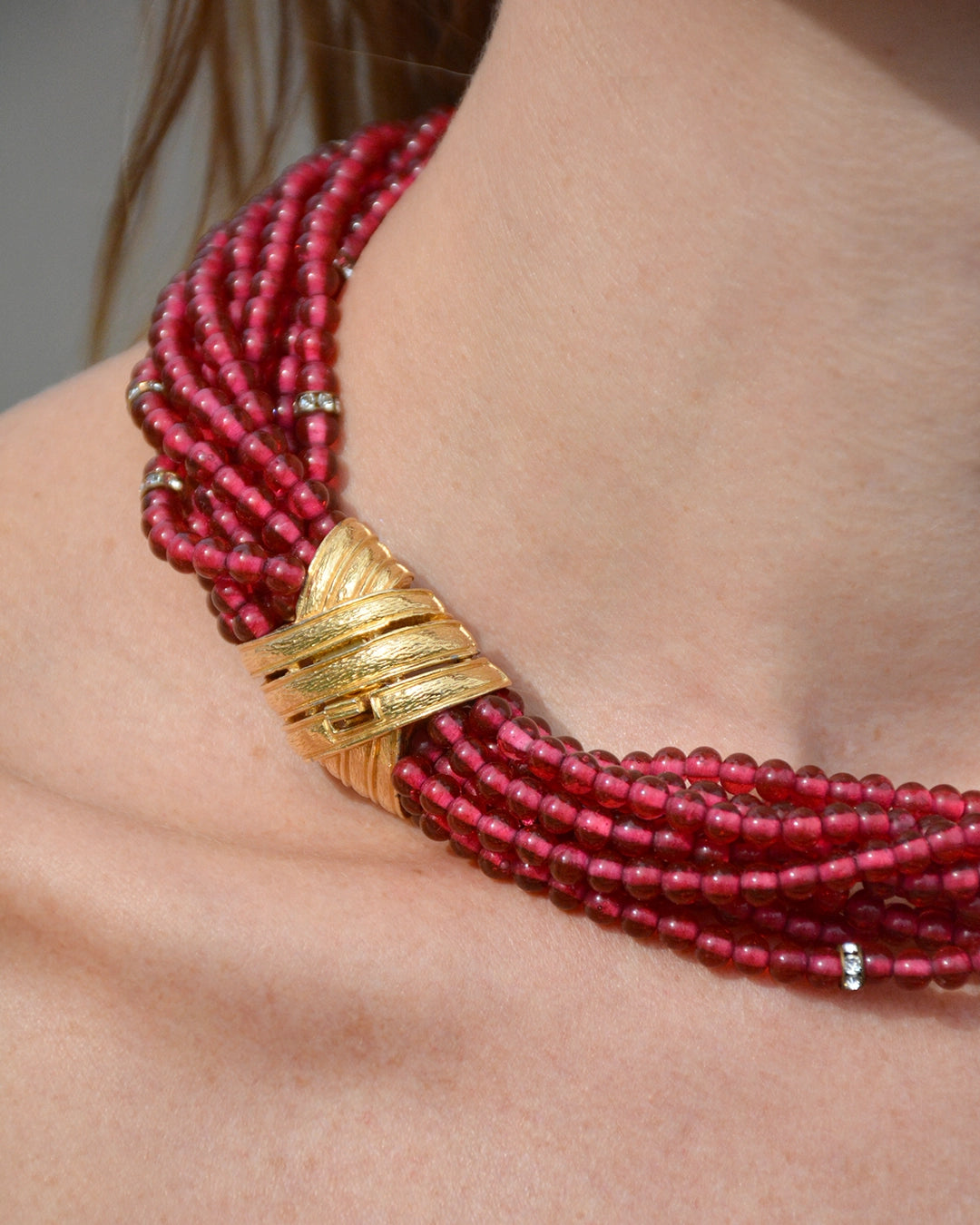 Vintage Ciner Ruby Paste Statement Necklace