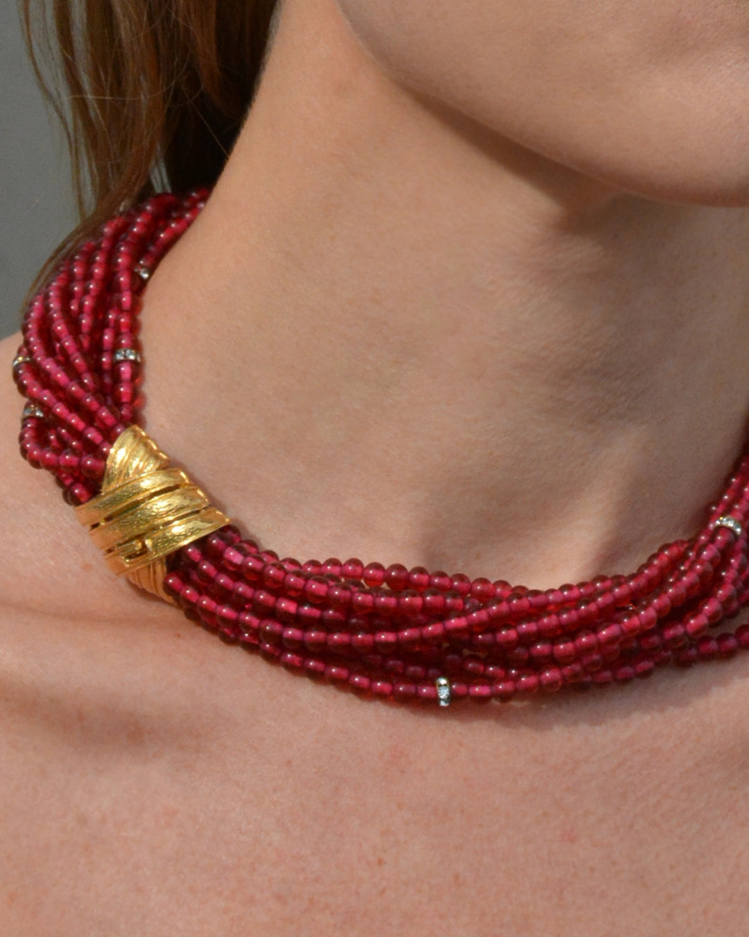 Vintage Ciner Ruby Paste Statement Necklace
