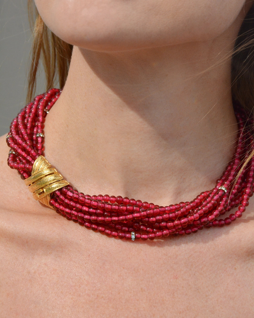Vintage Ciner Ruby Paste Statement Necklace