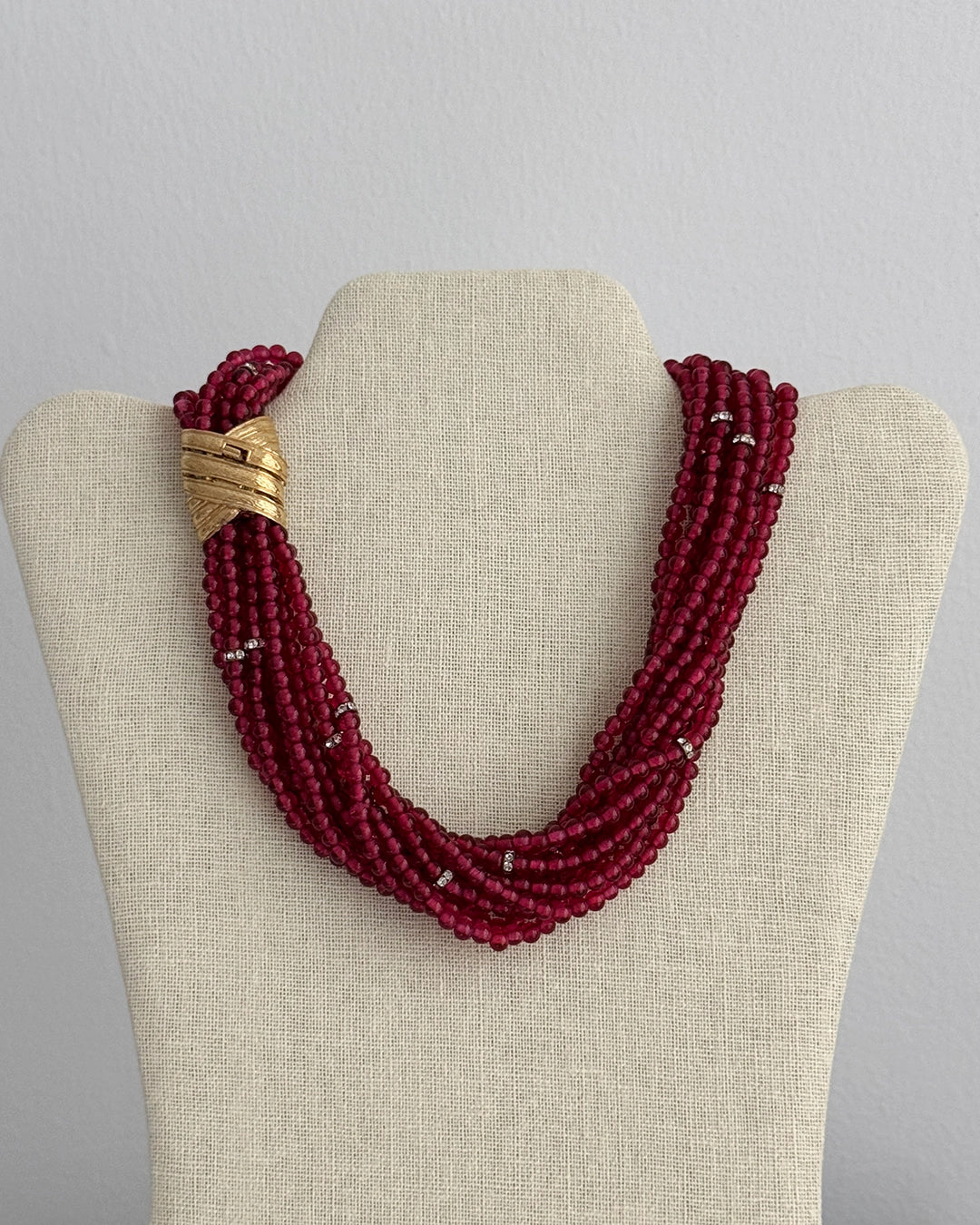 Vintage Ciner Ruby Paste Statement Necklace