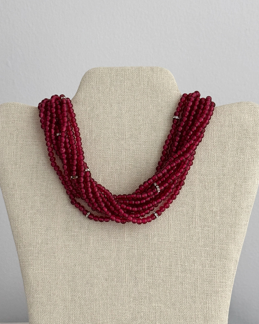 Vintage Ciner Ruby Paste Statement Necklace