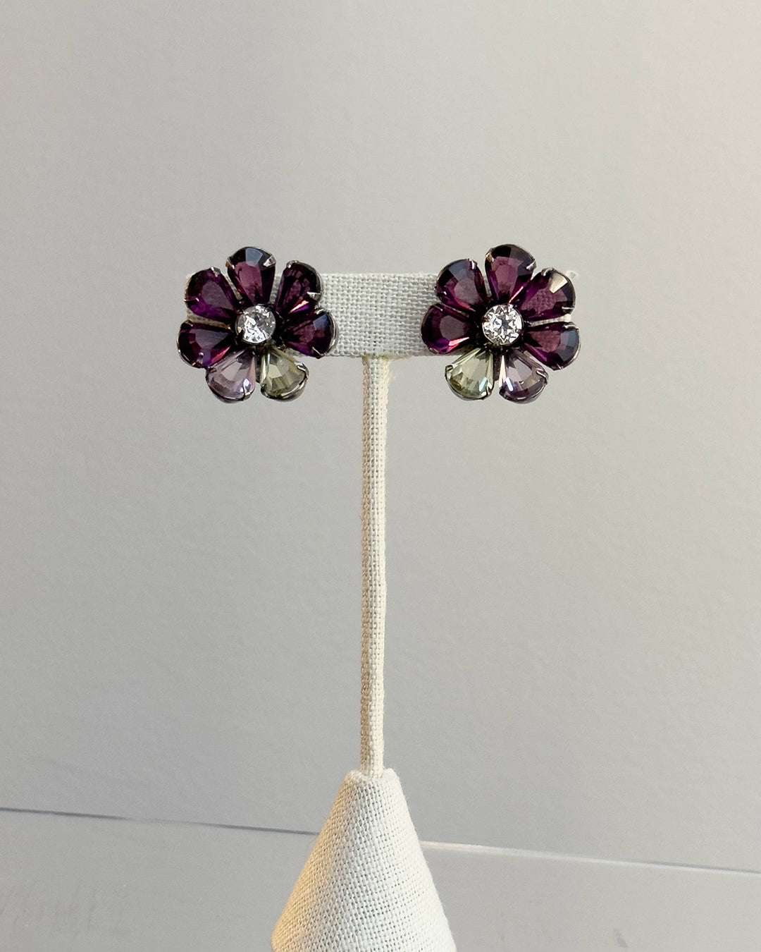 Vintage Crystal Flower Earrings