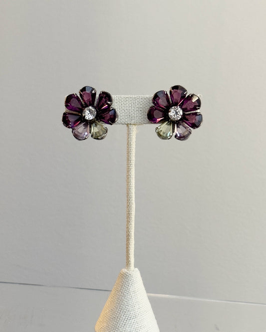 Vintage Crystal Flower Earrings