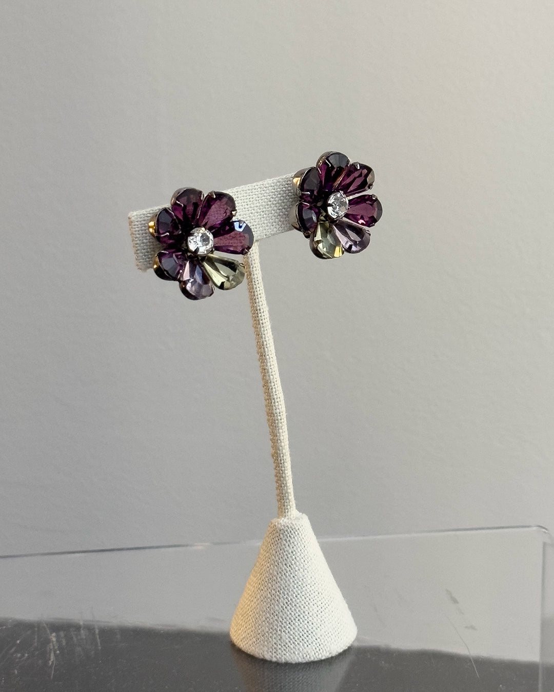 Vintage Crystal Flower Earrings
