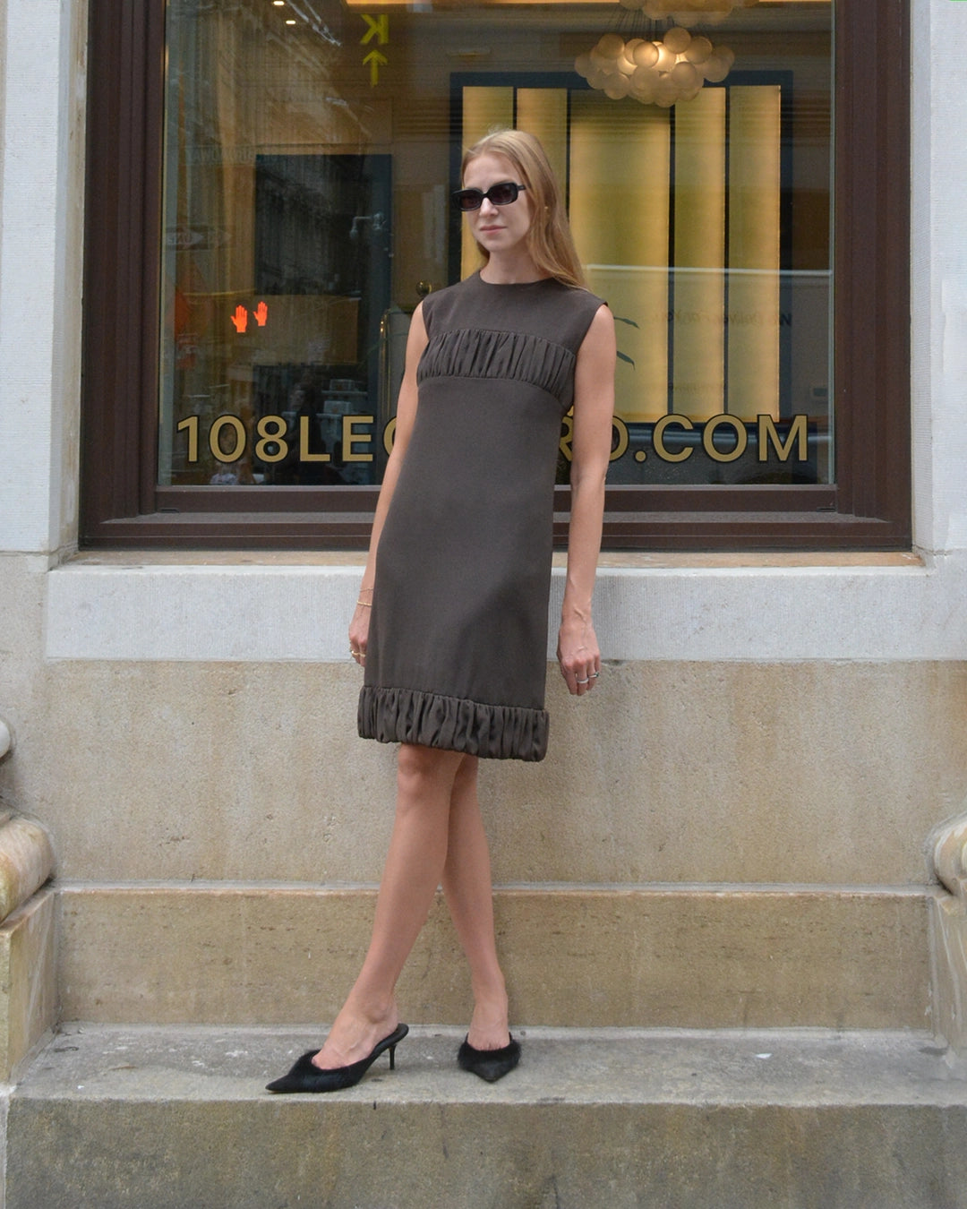 Vintage Donald Brooks Chocolate Silk Shift Dress