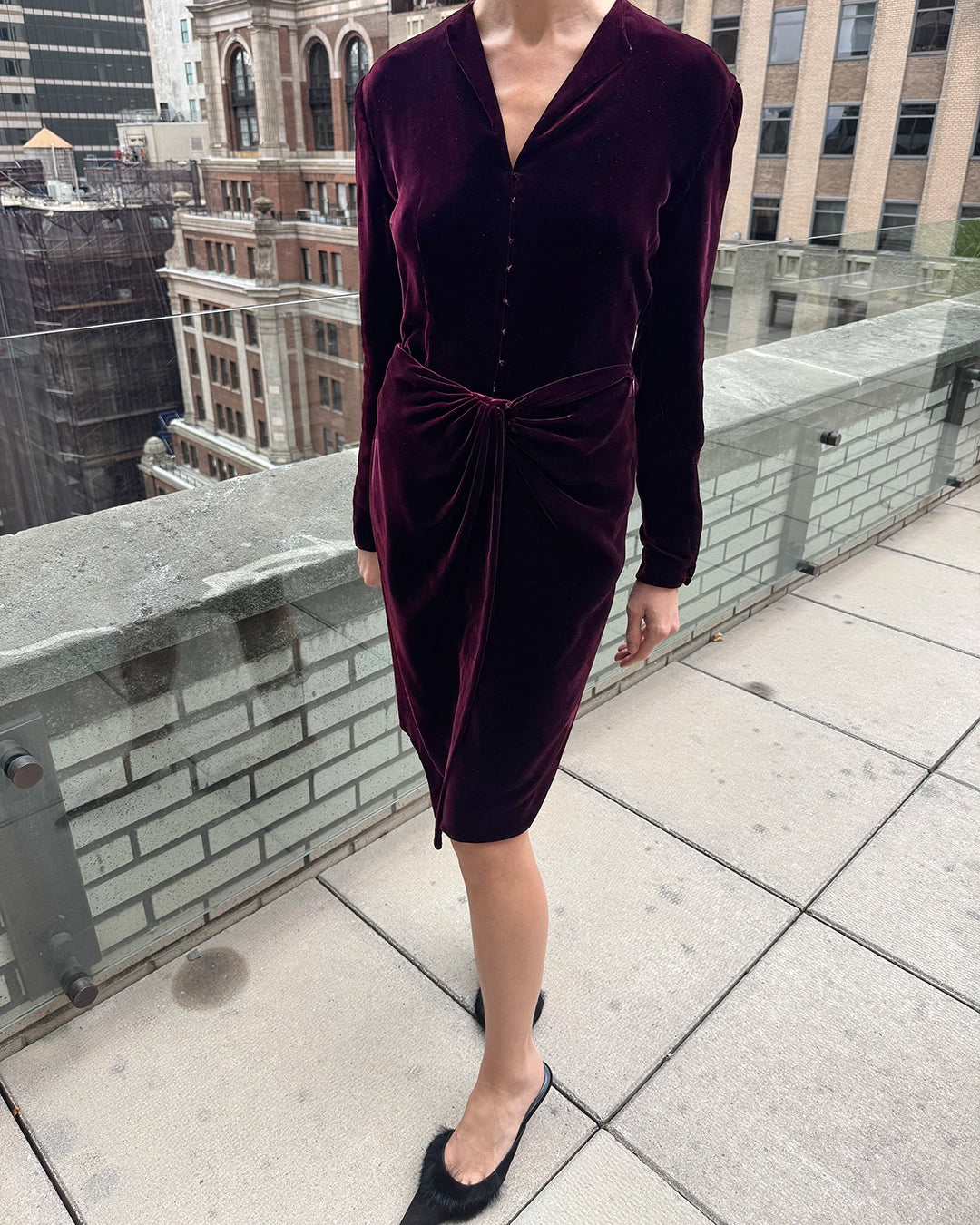 Vintage Donna Karan Velvet Dress with Interior Bodysuit
