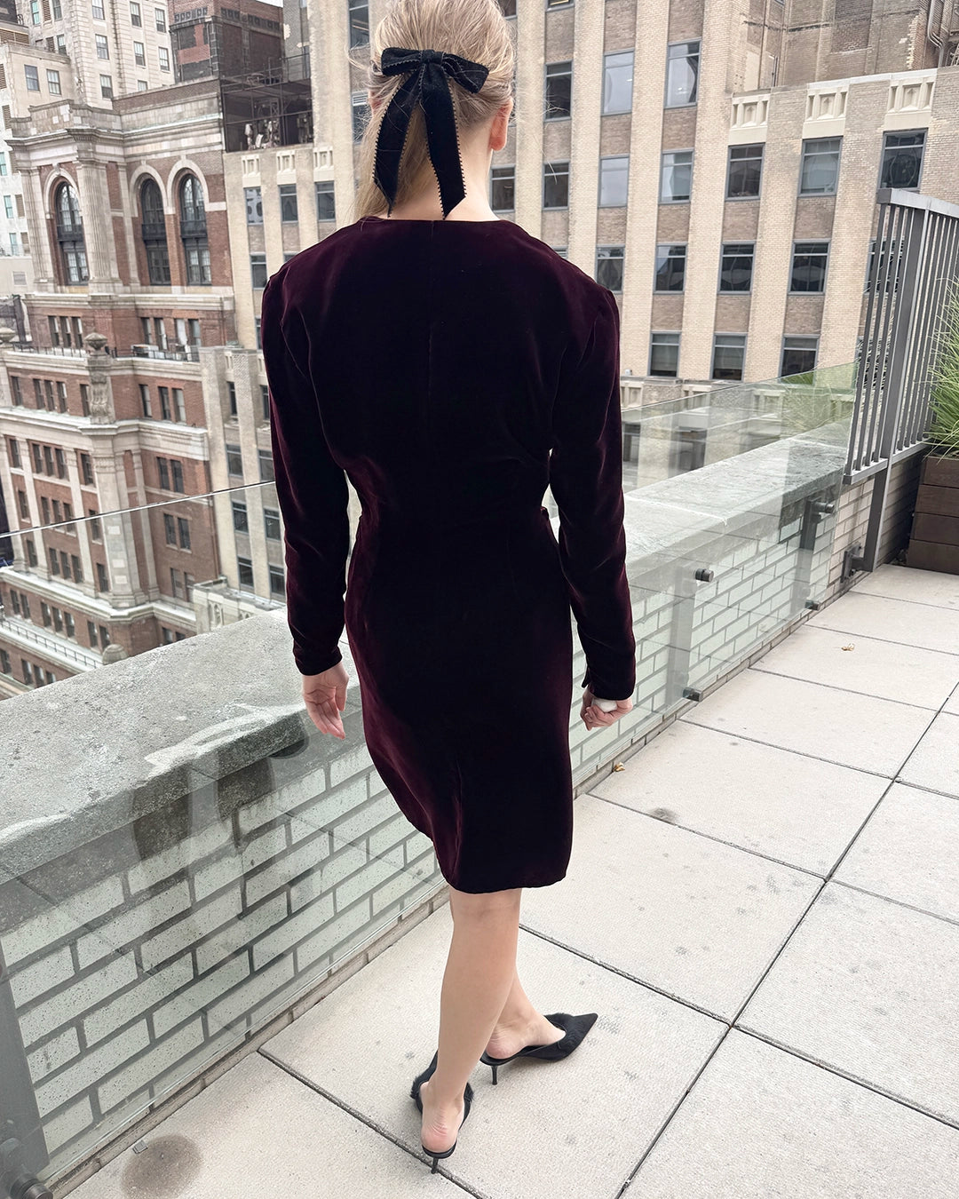 Vintage Donna Karan Velvet Dress with Interior Bodysuit