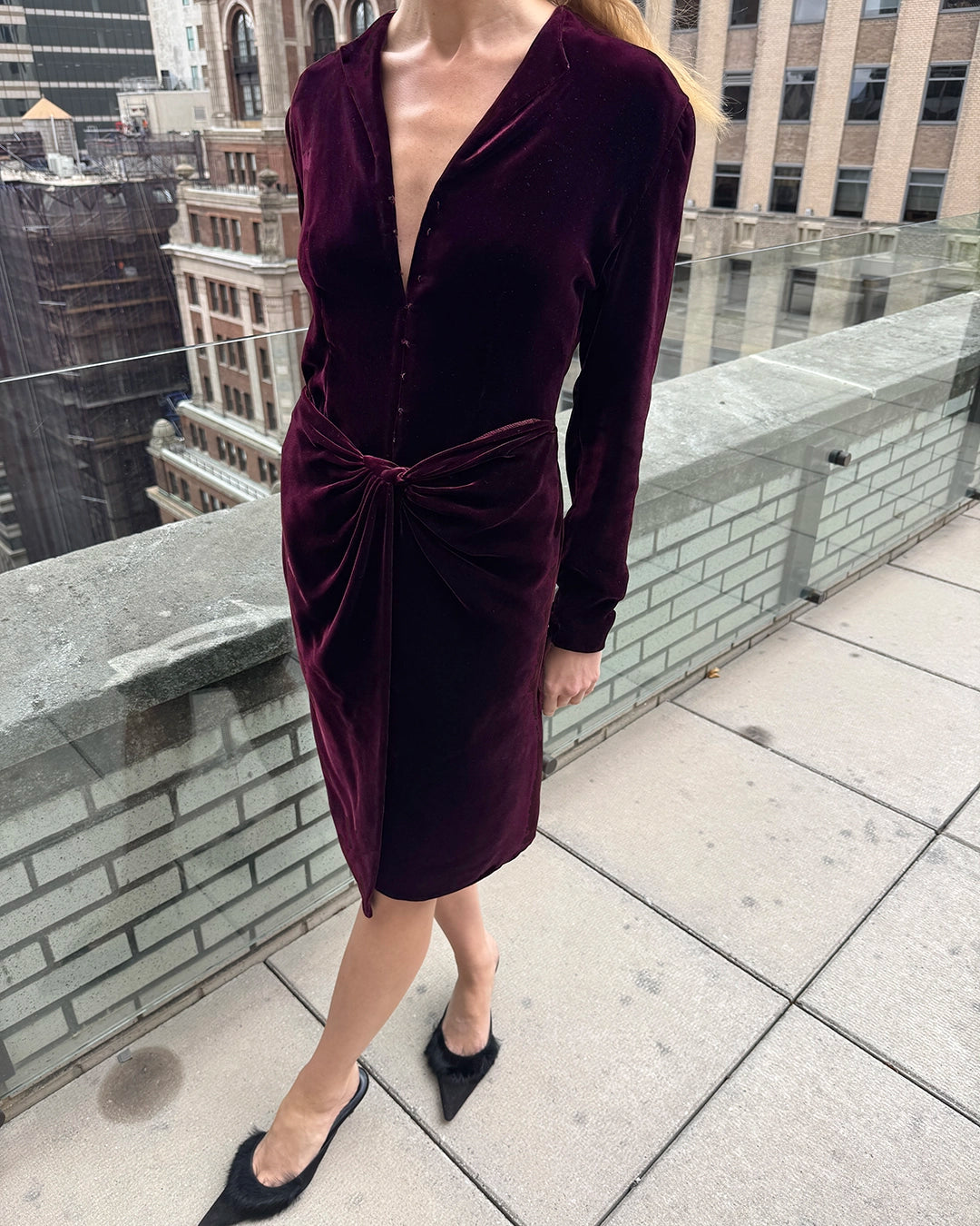 Vintage Donna Karan Velvet Dress with Interior Bodysuit