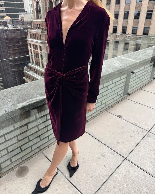 Vintage Donna Karan Velvet Dress with Interior Bodysuit
