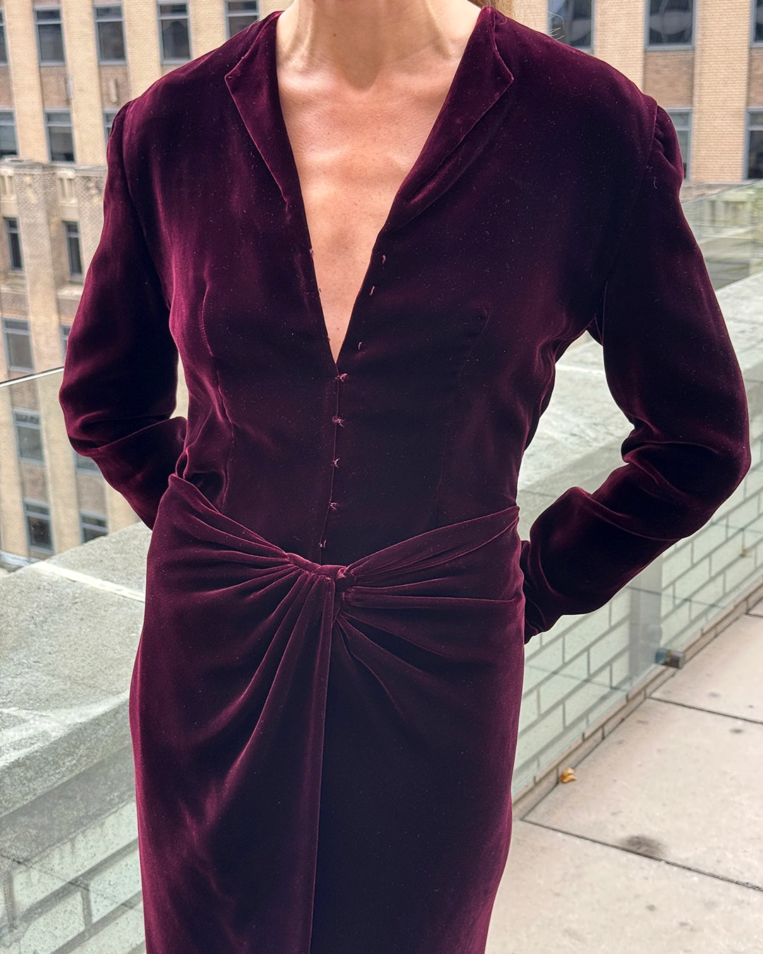 Vintage Donna Karan Velvet Dress with Interior Bodysuit