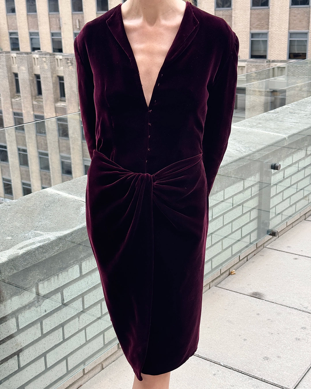 Vintage Donna Karan Velvet Dress with Interior Bodysuit