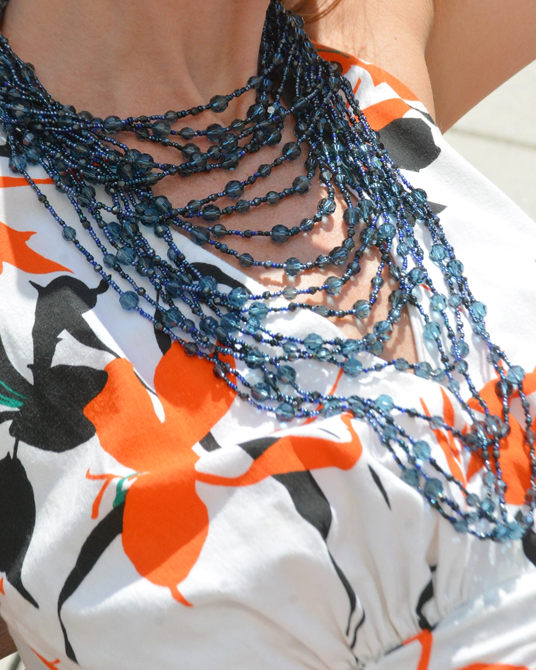 Vintage Draped Multistrand Beaded Necklace