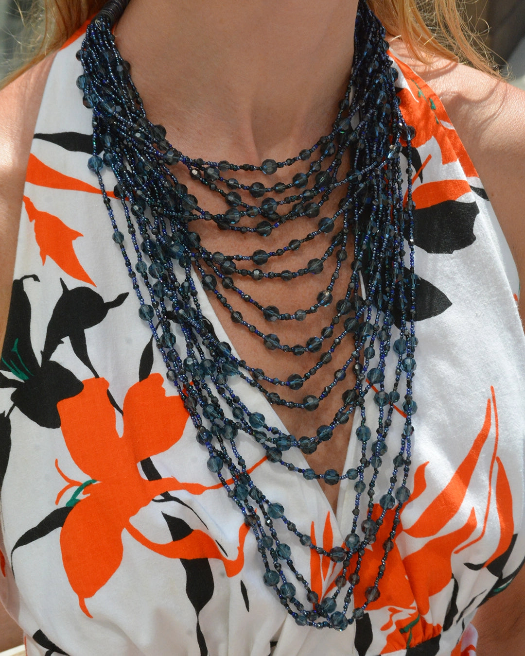 Vintage Draped Multistrand Beaded Necklace