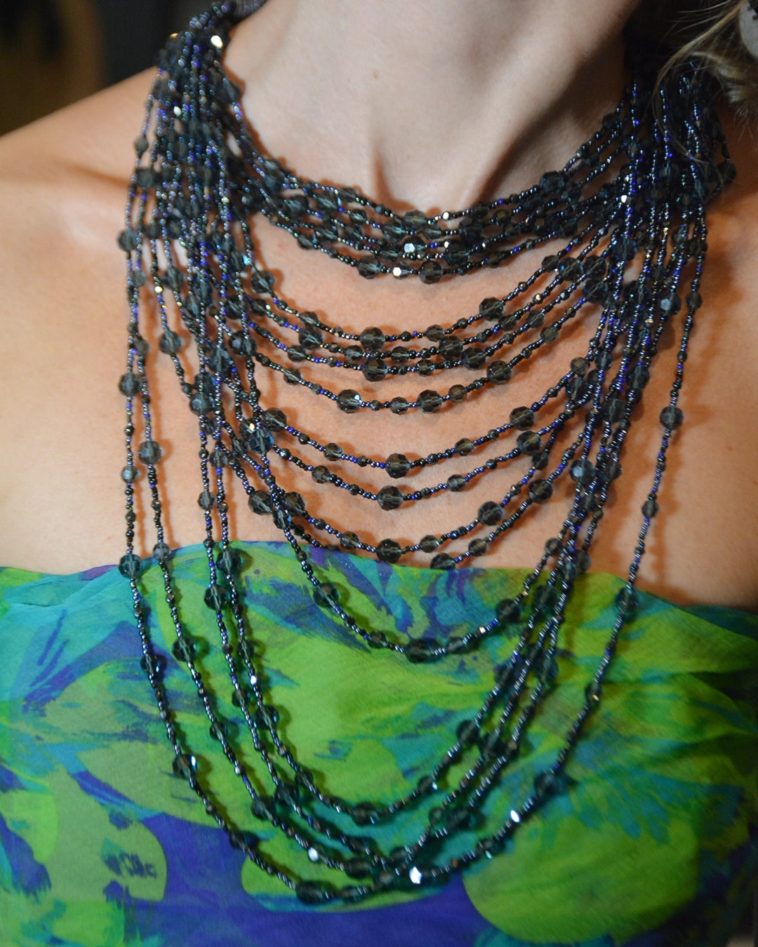 Vintage Draped Multistrand Beaded Necklace