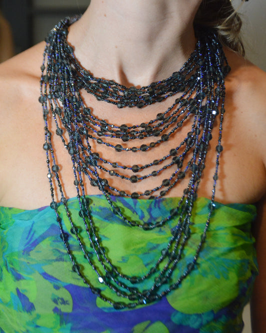 Vintage Draped Multistrand Beaded Necklace