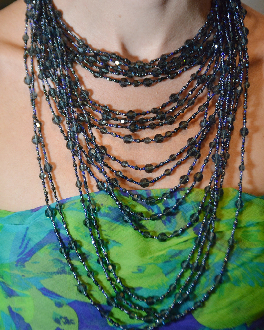 Vintage Draped Multistrand Beaded Necklace