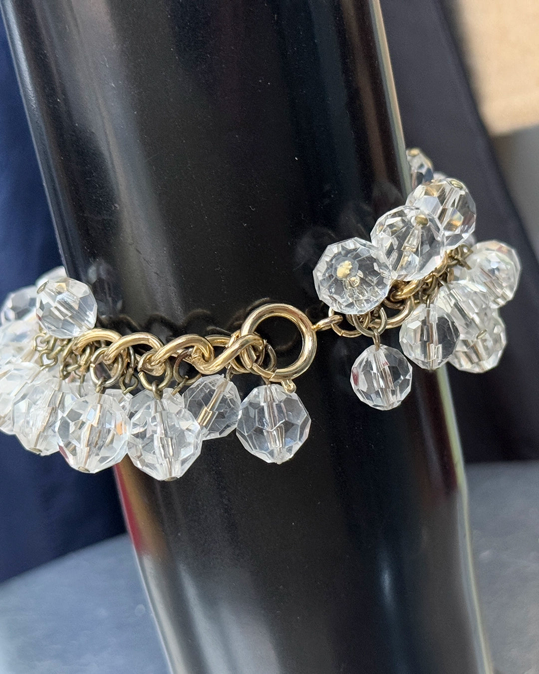 Vintage Faceted Bead Charm Bracelet
