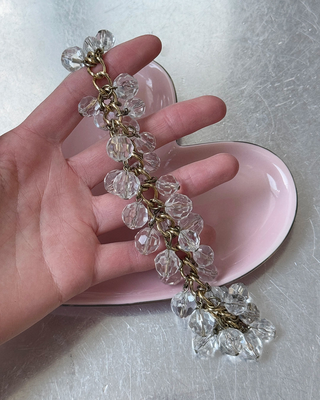 Vintage Faceted Bead Charm Bracelet