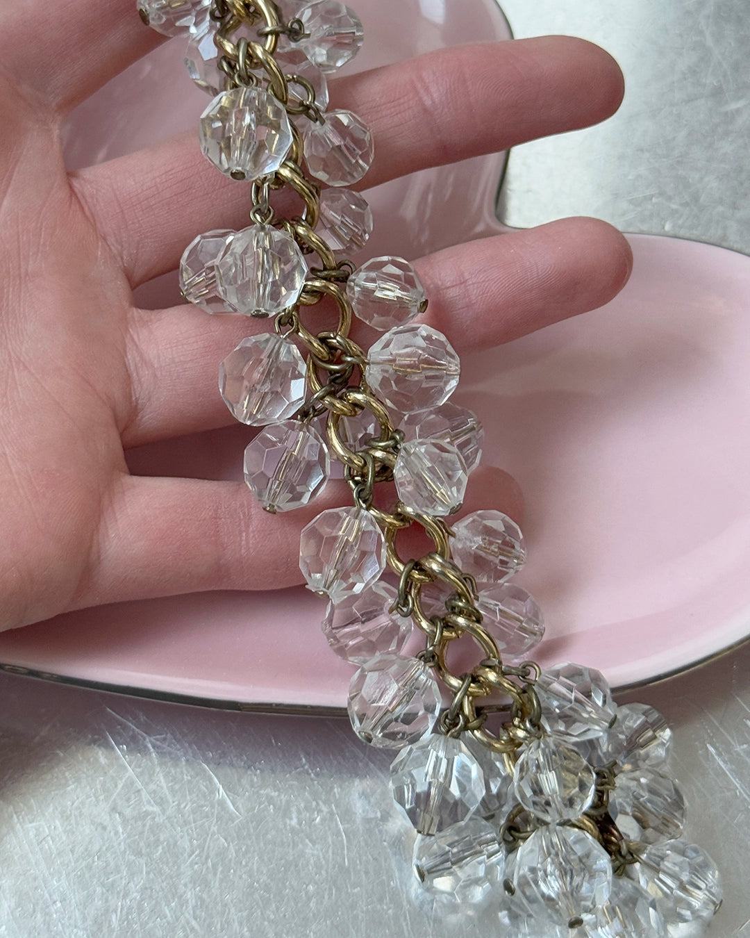 Vintage Faceted Bead Charm Bracelet