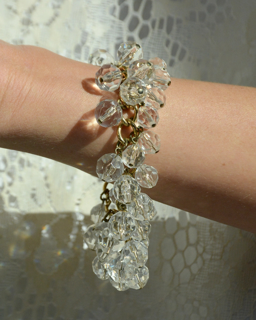Vintage Faceted Bead Charm Bracelet