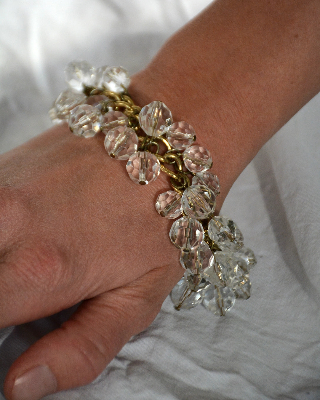 Vintage Faceted Bead Charm Bracelet