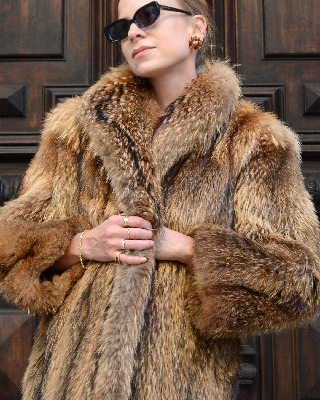 Vintage Full Length Tanuki Raccoon Fur Coat